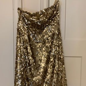 Sequined Gold Mini Dress- strapless
